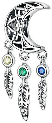 Nacht Traumfänger Charm mit Kristallen für Pandora 925 Sterling Silber