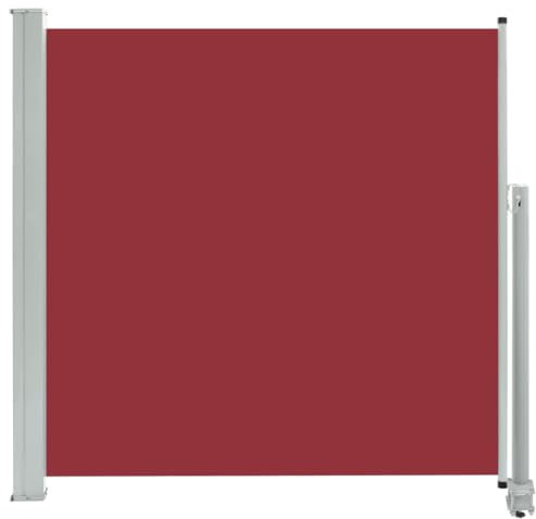 vidaXL Seitenmarkise Ausziehbar Sonnenschutz Sichtschutz Windschutz Seitenrollo Markise Balkon Garten Terrasse 160x300cm Rot Stoff Eisen