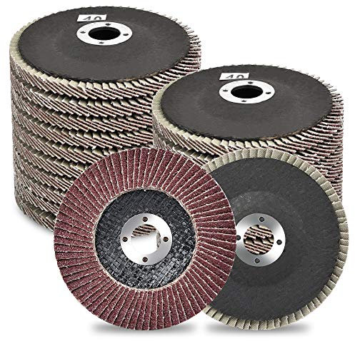 Akamino 4.5 Inch Flap Discs, 20 PCS 20 40 80 120 Grit Assorted Sanding Pad for Angle Grinder, Compatible with Dewalt Makita