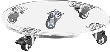 Porte plante a roulettes, plateau de jardinière mobile acrylique, support en pot à roulettes rond sur roues universelles, chariot à pot de plante pour de jardin intérieur extérieur ( Size : 32CM )