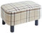 YMYNY Rechteckiger Fußhocker Sitzhocker, 42 x 29 x 23 cm, Gepolsterter Hocker aus Baumwolltuch, Holzbeine, Bequeme und Dicke Sitzbank, platzsparend, für Wohnzimmer, Flur, Büro, Streifen HD-HRF-BD215