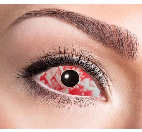 Boland 40041 - Sechs-Monatslinsen Sclera Inferno, 1 Paar weiche Kontaktlinsen, Weiß-Rot, ohne Sehstärke in PVC-Box, Accessoire, Kostüm, Karneval, Mottoparty, Halloween