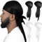 CINY Silky Satin Durag, Atmungsaktive Soft Durag mit Langem Schwanz Beanies Mütze Unisex Für Männer Und Frauen Bandana Seide Schlafmütze Piratenhut Motorhaube Träger Kopfwickel (2 schwarz 2 weiß)