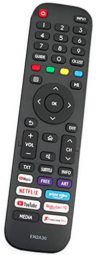 ALLIMITY Télécommande Remplacer pour Hisense 4K UHD TV EN2A30 55A7300F 65A7300F 43AE7200F 50AE7200F 55AE7200F 65AE7200F 55AE7400 65AE7400 43A7500F 65A7500F 43A7300F 50A7300F 50A7300FTUK