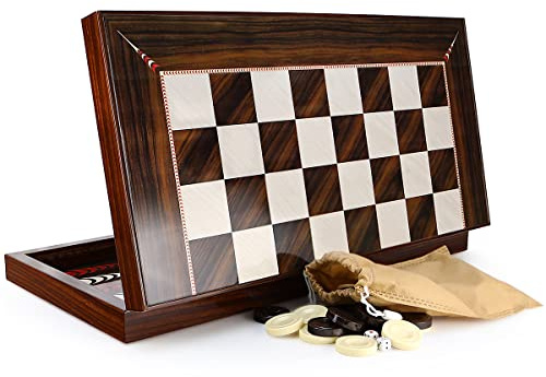 Eleganz Premium Backgammon XXL Tavla – Premium Gesellschaftsspiel, handpoliertes Spielbrett mit Hochglanz & Magnetverschluss, 50x50 cm, inkl. Spielsteine & Würfel – Orientalische Eleganz