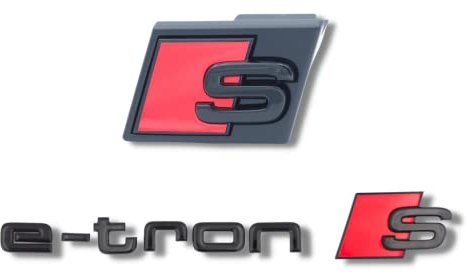 Original Audi Schriftzug - für e-tron S und weitere Audi Modelle, Schwarz, Tuning Exclusive Black Edition, Schriftzug-Set für Heckklappe & Kühlergrill, Mehrere Audi Modelle, Schriftzugpaket