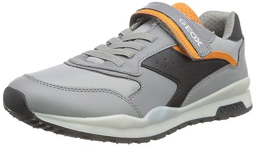Geox J Pavel A Sneaker, Grey/ORANGE, 25 EU