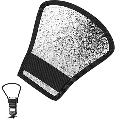 2 in 1 Blitz Reflektor, Universal Blitz Diffusor, Flash Diffuser, Silber/Weiß Reflektor mit Gummiband für Nikon Canon Sony Speedlite Softbox Diffusor