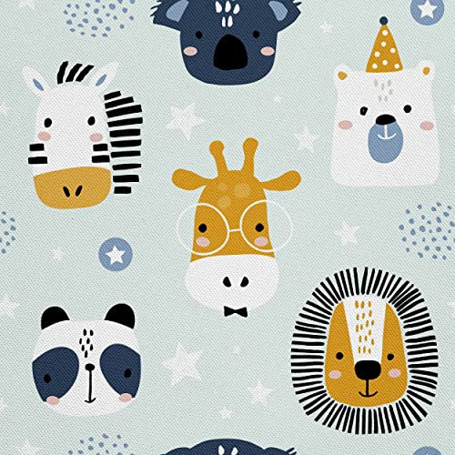 HEKO PANELS Stoff Oxford Wasserdichte Meterware Canvas-Stoff Polyester Stoff Zum Nähen Nähstoffe Möbelstoffe Dekostoffe Handwerken Wasserabweisend Blickdicht Safari Tiere 1 Meter 155 x 100 cm