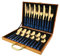 Juegos De Cubertería Vajilla De Acero Inoxidable 24Uds. Cuchillo Tenedor Cuchara De Café Cubiertos Para Cena Conjunto Con Caja De Regalo Azul Y Dorado