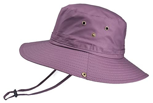 Sonnenhut Herren Damen UV Schutz Sommerhut Gartenhut Faltbar Safari Sonnenschutz Hut Breite Krempe Outdoor Wanderhut Anglerhut,Lila