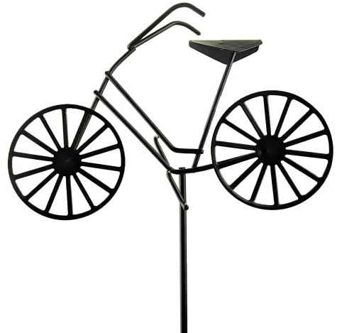 Netuno 1 Stück Deko-Fahrrad aus Metall Schwarz 37 cm Gartenstecker Blumentopf Deko Stecker Deko-Figur Deko-Objekt Metall Dekoration für Garten Terrasse Balkon Homedeko Gartendeko Metall Beetstecker