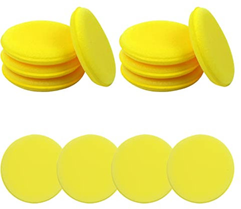 NINVVS 12 Pcs Car Polishing Pads, Car Wash Cleaning Sponge, Car Wax Applicator Pad, Soft Foam Applicator Pad, Car Wash Tool For Waxing, Polishing, Cleaning Car Window Glass, Yellow