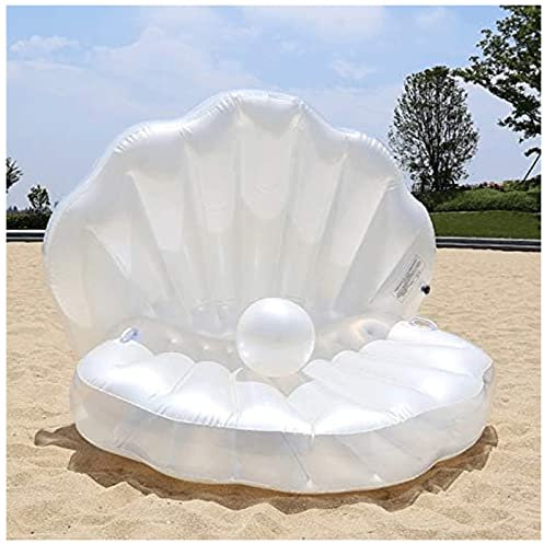 Bouée Anneau de Natation en Forme de Coquille, Flotteur de Piscine Gonflable avec poignées durables Blanches, radeaux de Salon Flottant avec Jouets à Eau à Pompe électrique Ergonomique