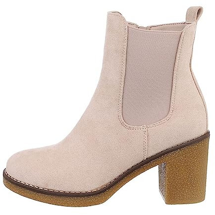 Ital Design Damenschuhe Stiefeletten High-Heel Stiefeletten, DES629S-, Textil, Beige, Gr. 38