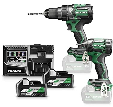 HiKOKI Akku-Kombiset 18V/36V - Bohrschrauber & Schlagschrauber - Kraftvoll, kompakt, ideal für Werkstatt, Montage & Heimwerker - Inkl. 2 Akkus (2,5 Ah/5,0 Ah), Schnellladegerät und HSC III Koffer