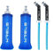 WRELS TPU Soft Flask 150ml/250ml/500ml Water Bottle,BPA Free Collapsible Hydration Flask for Running Hiking Cycling Climbing and Marathon (250ml/8.45oz with straw-2 Pack)