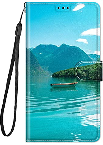 Nuxiady Handyhülle für Samsung Galaxy A51 4G Hülle mit Schön Motiv Muster PU Lederhülle Flip Case Klappbar Cover Handytasche Schutzhülle Stoßfeste Klapphülle für Galaxy A51 4G, Fluss