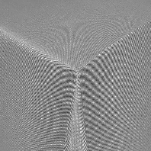 Tischdecke Stoff einfarbig Damast Uni-Design Jacquard Robust, Pflegeleicht und Strapazierfähig oval 160x220 cm Grau