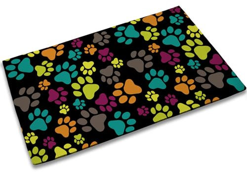TUBAMQ Welcome Paws Doormat Indoor Outdoor Patio Cute Dog Paw Print Door Mats Non-Slip Entrance Mat for Home,Outside Entry,Yard,Floor,Patio 17x30INCH