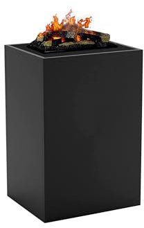 KAMINLICHT Wasserdampf Kamin RILKE (Standkamin) - Elektrokamin mit realistischen LED 3D-Flammen, Knistereffekt & Fernbedienung, 54x80x46 cm - Opti-Myst 400 Elektro Kamin mit Holz-Deko, Schwarz