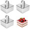 Wekuw 3 Piezas Pequeño Anillo de Pastel (Cuadrado) Juego de Anillos de Postre Pastel de Acero Inoxidable Anillos de Postre Anillos de Cocina Adecuado para Hornear Postres y Tartasde Mousse