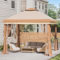 UDPATIO Pop Up Pavillon 3x3 Wasserdicht Stabil Winterfest mit Doppeldach, Moskitonetz und 4 Sandsäcken, Metallstreben Gartenpavillon für Terrasse, Party, Garten, Beige/Braun
