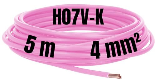 Kalitec Câble de câblage H07V-K 4 mm² rose - 5 m - Flexible - Toron 4 mm² - Câblage à fils fins - Câble unique - Câble monofil pour armoire de commande