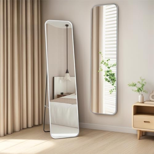 Heilmetz Ganzkörperspiegel Groß 160x40cm, 2 in 1 Standspiegel und Wandspiegel, Spiegel Wand/Stehend für Ankleidezimmer Schlafzimmer Wohnzimmer, Körperspiegel mit Chrom Metallrahmen