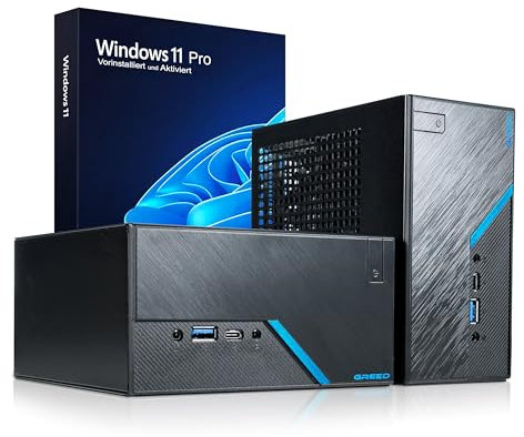 Greed® Nano Plus - High End Mini PC con Intel i5 10400 - Ordenador Multimedia Silencioso + Micro - Ordenador para Oficina con 4,3 GHz - 16 GB RAM DDR4-512 GB SSD - USB 3.2 + Win 11 Pro
