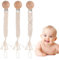 IOSPKKIO 3 Stück Schnullerclip, mit Holzklammern, Quaste Schnullerhalter, Geflochtene Baumwolle, Babyparty, Handgefertigt, Geburtstagsgeschenk, für Jungen und Mädchen(Beige)