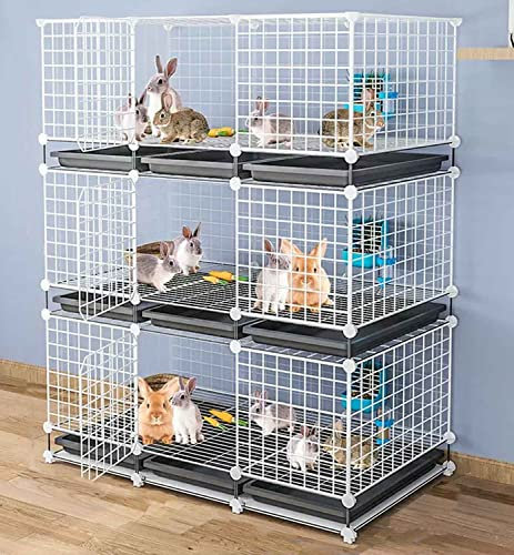 beaka Kaninchenkäfige Für Den Innenbereich, Hasenkäfig Innen Auf Rollen, Meerschweinchen Käfig, Kleintierkäfig, Nagerkäfig Für Kaninchen, Frettchen, Hahn, Meerschweinchen(White,111 * 39 * 142cm)
