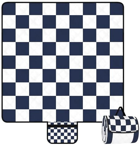 Picknickdecke Wasserdicht, 200 x 200cm Waschbar und Faltbare Isoliert Strandmatte mit Tragegriff, Große Stranddecke Sandfreie für 4-6 Personen, Picknick Decke für Strand, Camping, Garten, Reisen, Blau