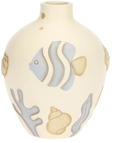 THUN, Sandvase aus Keramik, handverziert, Linie Meer zum Lieben, Geschenkidee für die Küche, Ø 15,8 cm, Höhe 20 cm