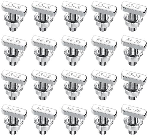 20 Stück Hammerkopfschrauben Set, T Hammerkopfschrauben, M8 x 20 mm, Schrauben mit Sperrzahnmuttern Flanschmuttern für PV Solar Montageschienen Gewächshaus und Photovoltaik