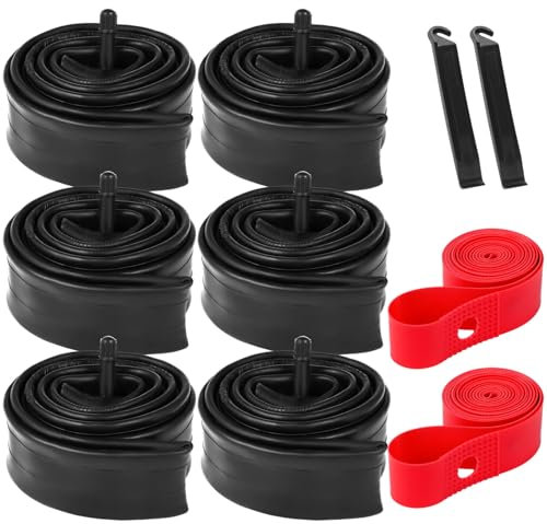 6 Stück Fahrrad Schlauch 26 Zoll Autoventil 26x1.95/2.0/2.1/2.125 MTB Reifen 26 Zoll Mit 2 Reifenhebeln Und 2 Schutzriemen, 32mm Schrader-Ventil Für Mountainbike