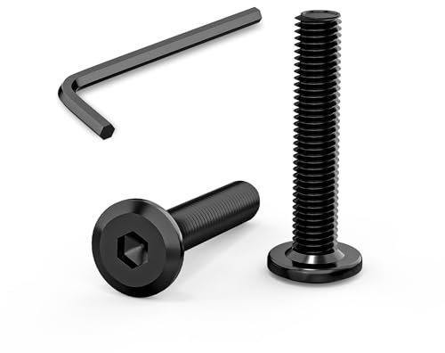 Lot de 30 vis M6 x 30 mm à tête plate M6 à six pans creux en acier inoxydable A2 V2A, filetage complet, oxyde noir avec clé à six pans creux