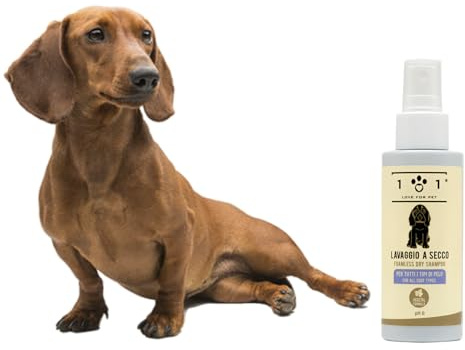 Natürliches Trockenshampoo für Hunde – Waschen ohne Wasser oder Spülen – Inhaltsstoffe pflanzlichen Ursprungs – für alle Haartypen, Linie 101 (100 ml)