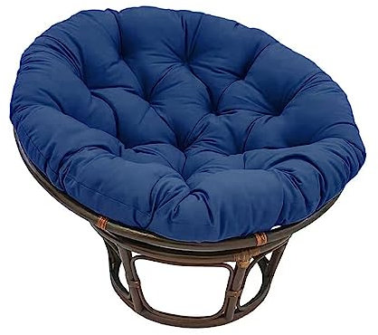 BaoTom Papasansessel Kissen 40-100cm Outdoor Sitzkissen für Hängesessel Rattanstühle Gartenstuhlauflagen Rundes Schaukelstuhlkissen, Garten Hängendes Eierstuhlkissen mit Bändern(Navy Blue,90 * 90cm)