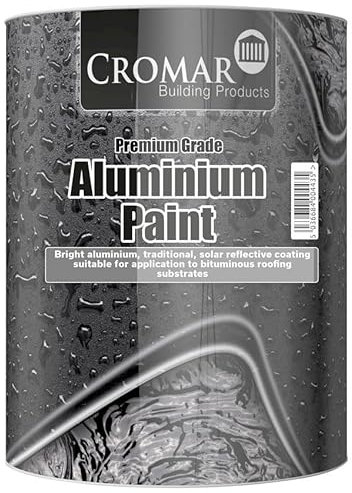 ARA CHOICE CROMAR Aluminium Paint Contractors Grade | Solar Reflective Coating for Bituminous Roofing | Ideal for Steel and Corrugated Iron Surfaces | Bitumen Based Paint | 25L