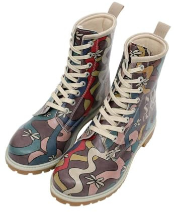 DOGO Femme Cuir Vegan Multicolore Bottes Longues - Never Stop Dreaming Motif