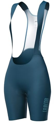 LAMEDA Fahrrad Trägerhose Fahrradhose Damen Kurz Gepolsterte Bib Shorts Sommer Atmungsaktiv Elastisch Radhose für Radfahren Rennrad Blau L