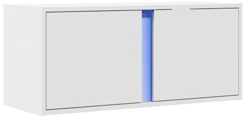 vidaXL Mobile TV a Parete con Luci LED Bianco 80x31x35 cm, Mobile TV sospeso a Parete, unità TV sospesa, unità TV montata a Parete, Mobile TV sospeso