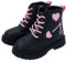 SEAUR Stivali Corti Impermeabili Antiscivolo Ragazze Scarpe Fodera Confortevole Stivali d'Amore Morbida da Bambini Stivali da Combattimento Nero 29 EU