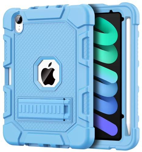 Azzsy Case for iPad Mini 7 A17 Pro 2024 / iPad Mini 6 2021 8.3 Inch, Heavy Duty Shockproof Rugged Protective Case for iPad Mini 7th/6th Generation 8.3, Sky Blue