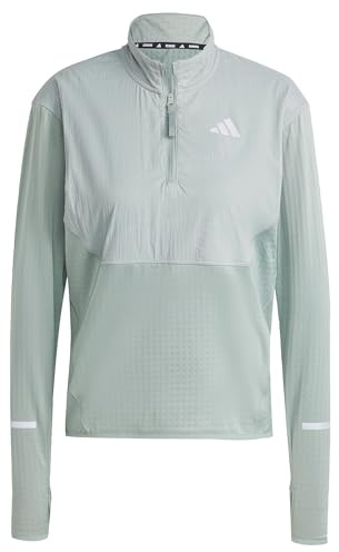 adidas Damen Ultimate High Visibility Half-Zip Longsleeve Laufbekleidung Laufshirt Silgrn - Salbei M