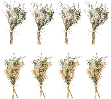 8 Bündel Trockenblumenstrauß Klein, Mini Trockenblumen Deko Blumenstrauß Gepresste Blumen Kunstblumen zum Basteln für Bilderrahmen DIY Heim-Party Und Hochzeitsdekoration