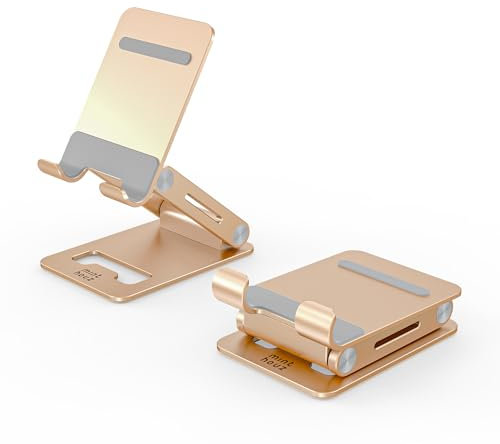 Minthouz Handy Ständer, Faltbarer Handyhalterung Aluminium Smartphone Ständer Kompatibel mit iPhone 16 15 14 13 Pro Max und Mehr 4,7''-7,9'' Smartphones