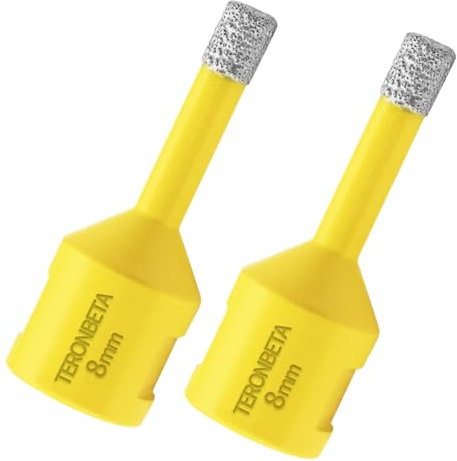 Teronbeta Broca de Diamante 8mm x 2pcs, M14 Vacío Soldadura de Diamante Sierra de Corona para Porcelánico Cerámica Mármol Granito Piedra Cuarzo