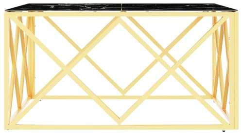 HEFZGDB Couchtisch Golden 80x80x40 cm Edelstahl und Glas Coutchtisch Stubentisch Couch Tisch Wohnzimmer Kleiner Beistelltisch für Café Wohnzimmer Garten Balkon